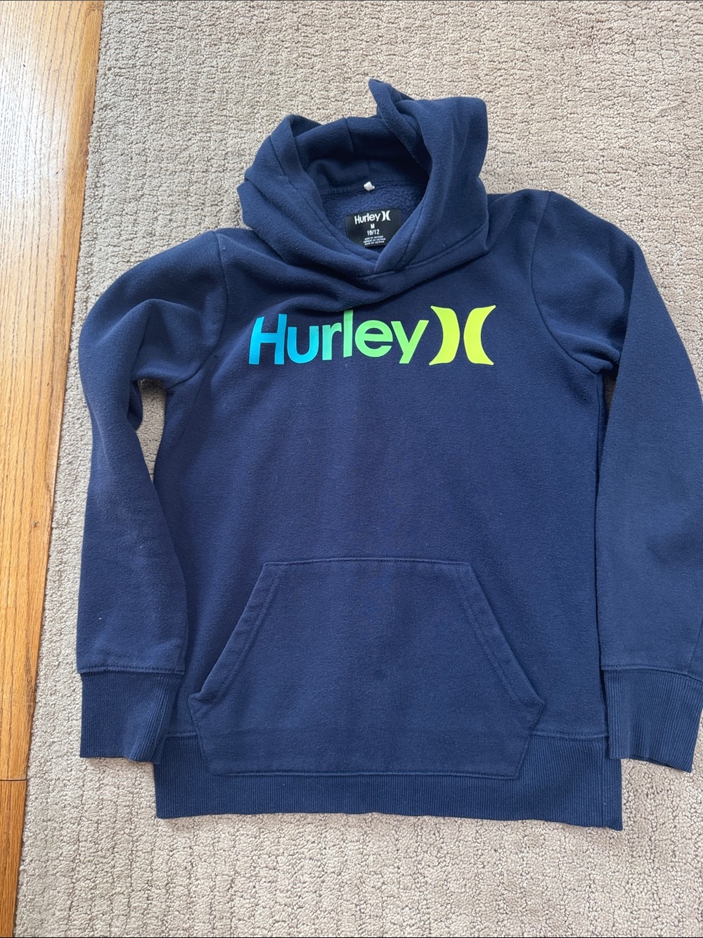 Boys medium 10/12 Hurley navy blue logo hoodie